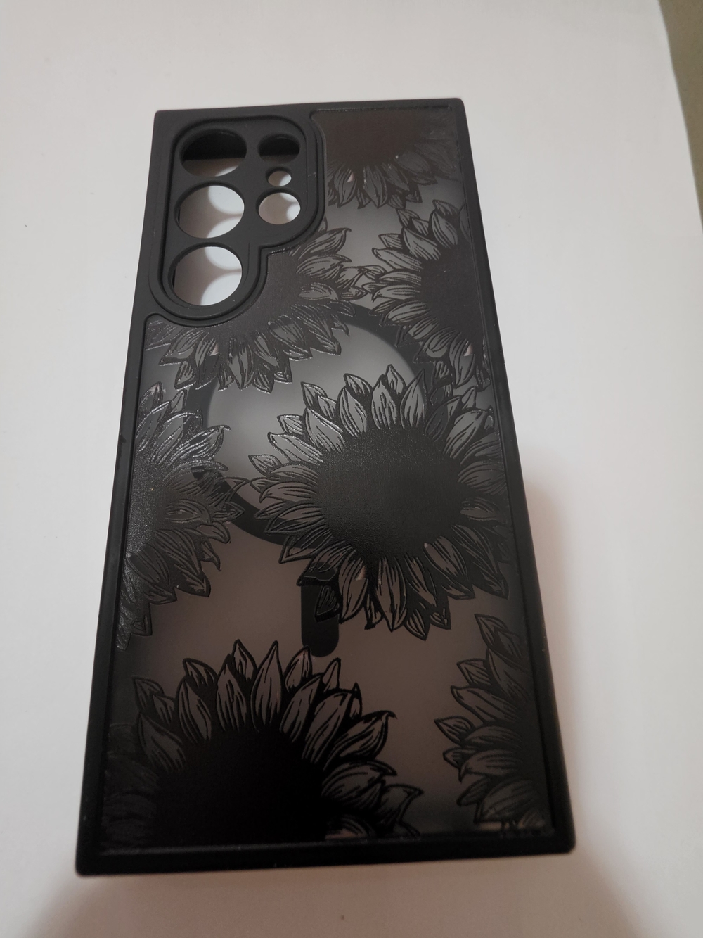 Black Floral Sunflower Phone Case - Compatible Samsung S24 Ultra